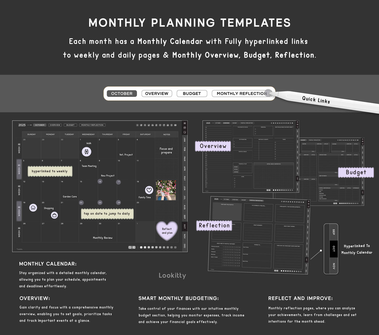 Dark Digital Planner 2025 2026 + Undated