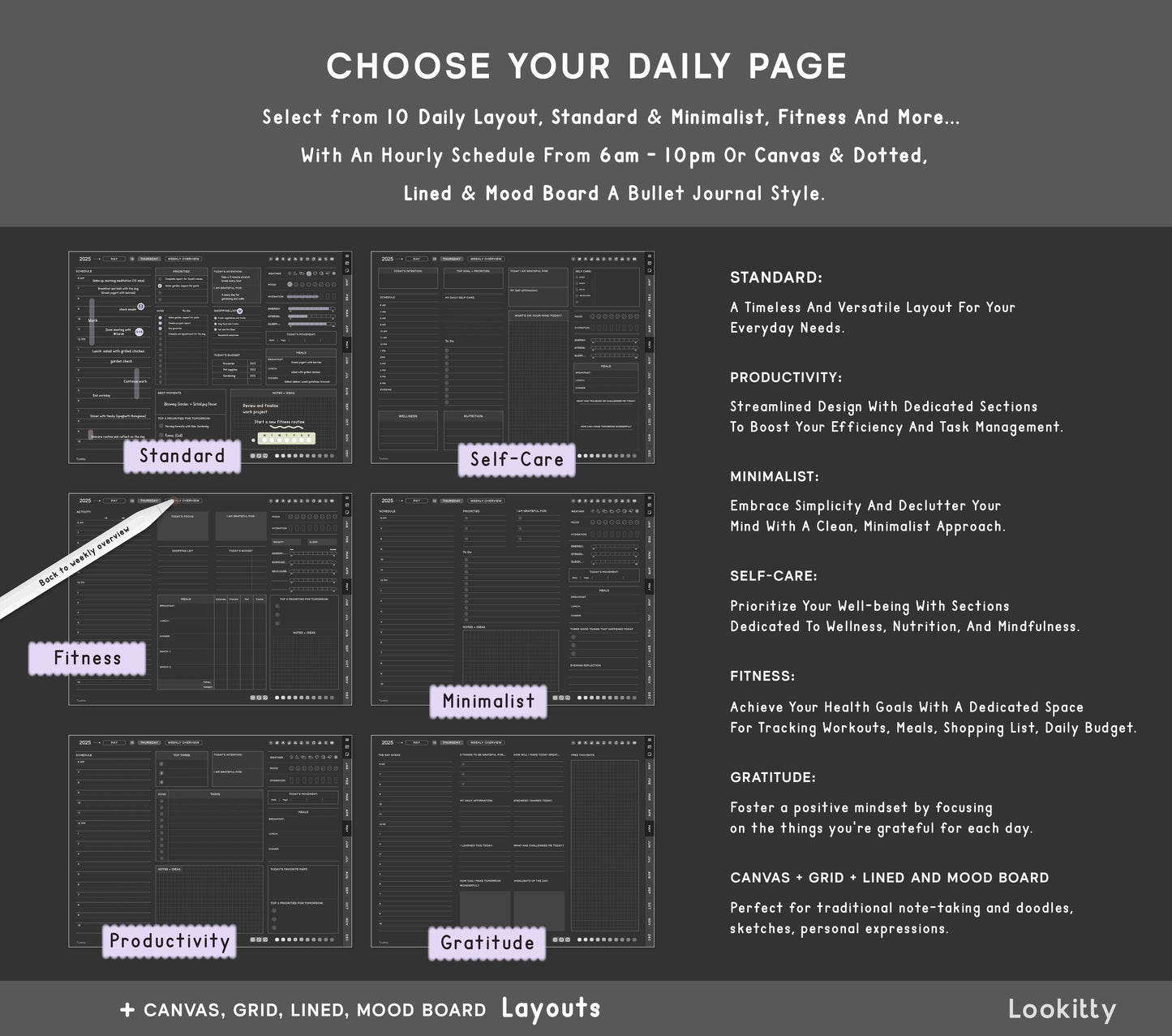 Dark Digital Planner 2025 2026 + Undated