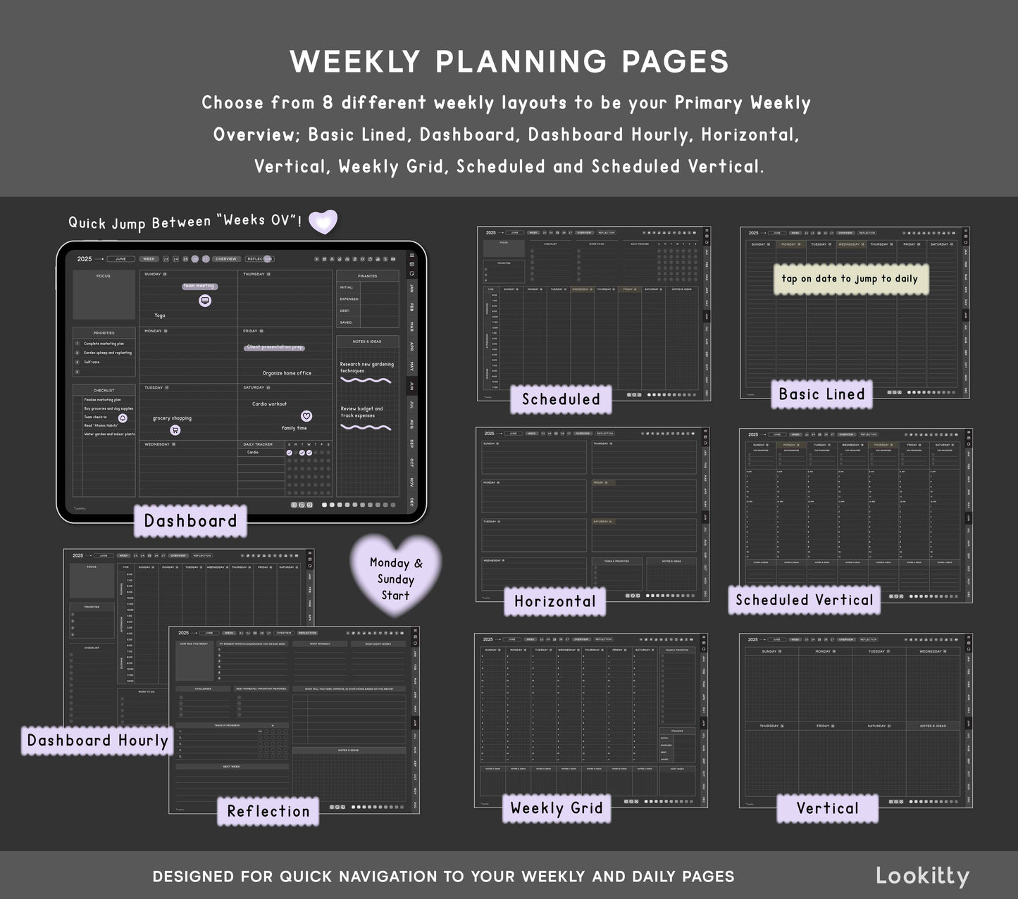 Dark Digital Planner 2025 2026 + Undated