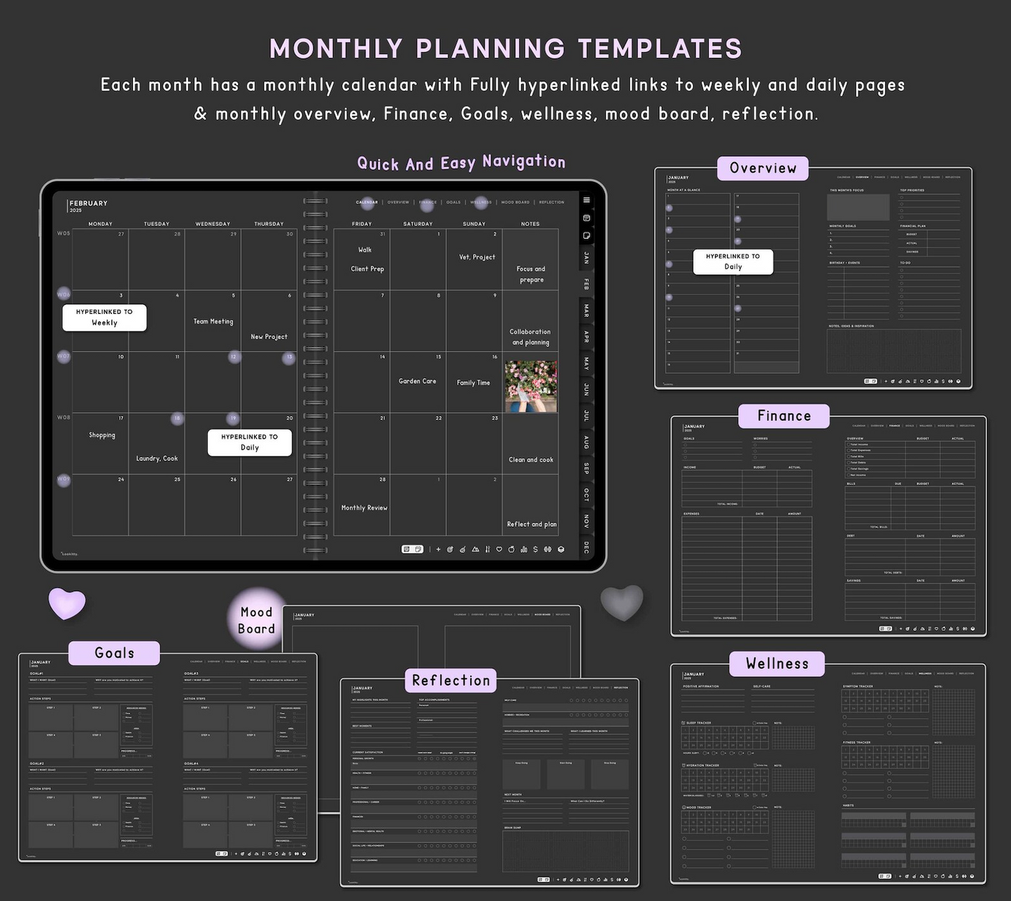 2025 Dark Digital Planner