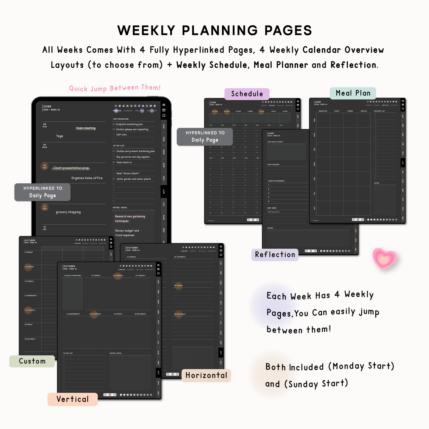 2025 Portrait Dark Digital Planner
