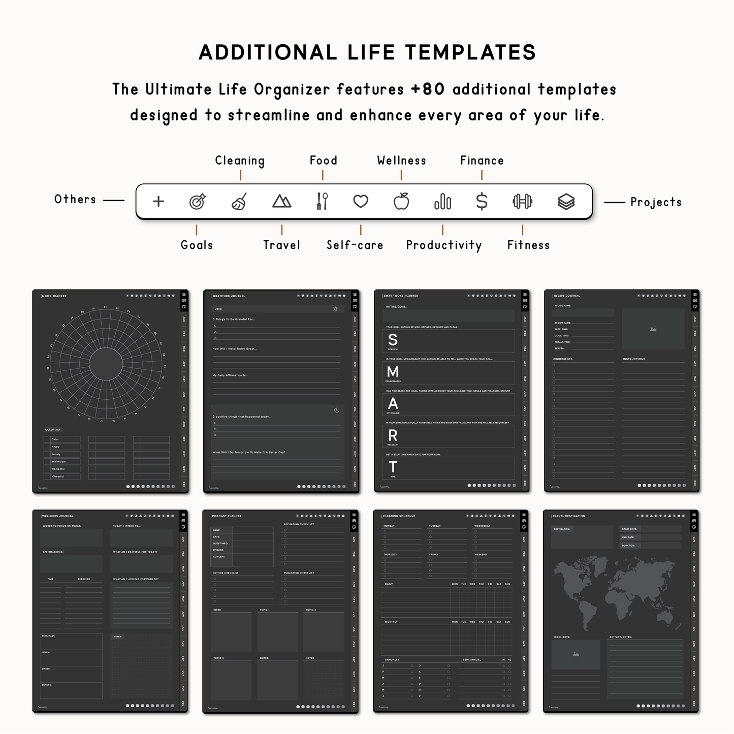 2025 Portrait Dark Digital Planner