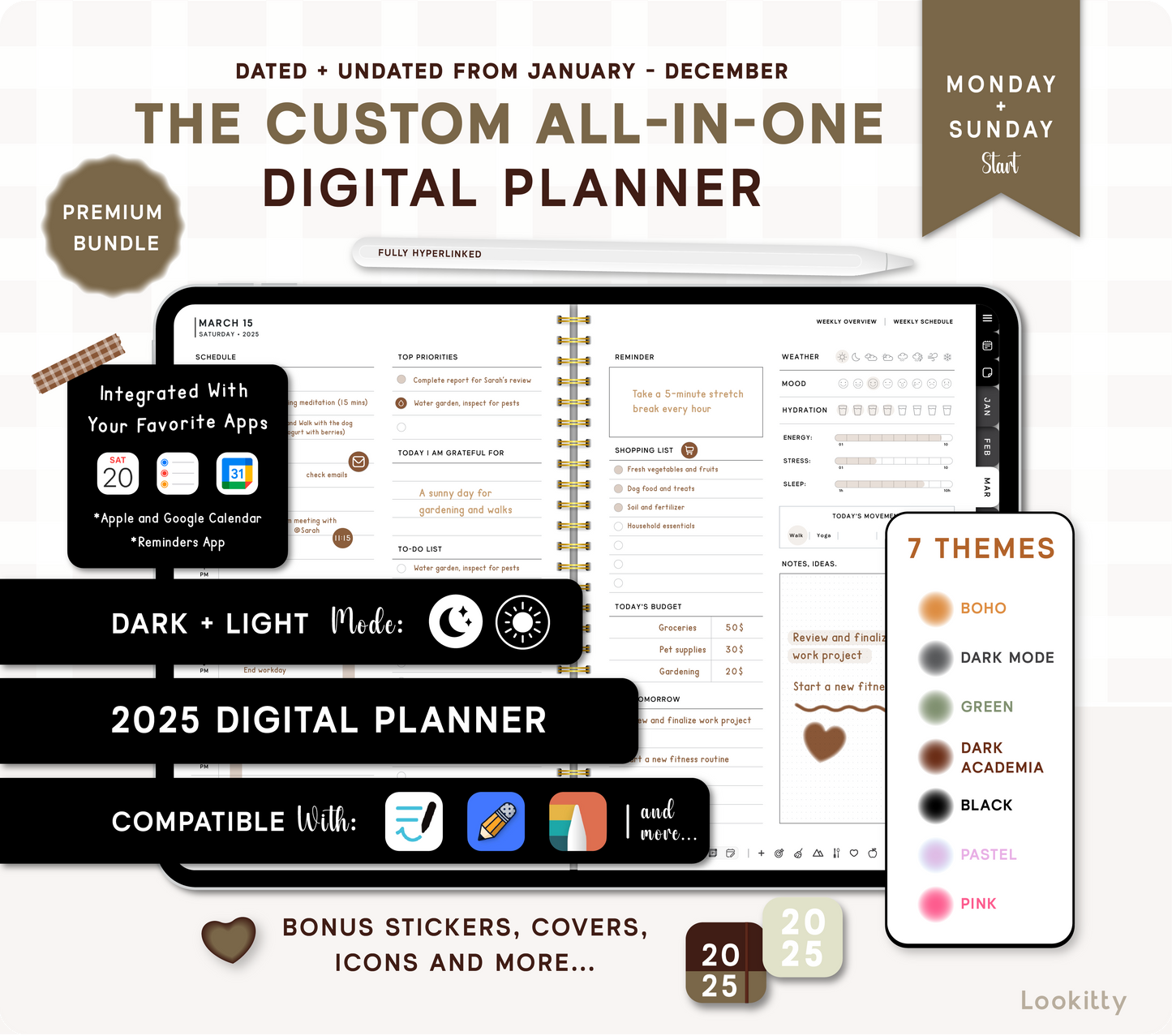 2025 Digital Planner & Dark Mode Option