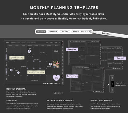 Dark Digital Planner 2025 2026 + Undated