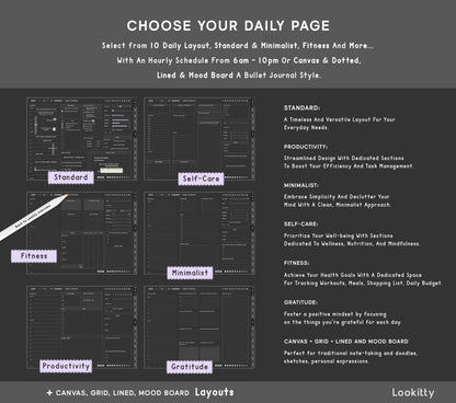 Dark Digital Planner 2025 2026 + Undated