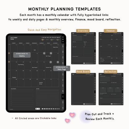 2025 Portrait Dark Digital Planner