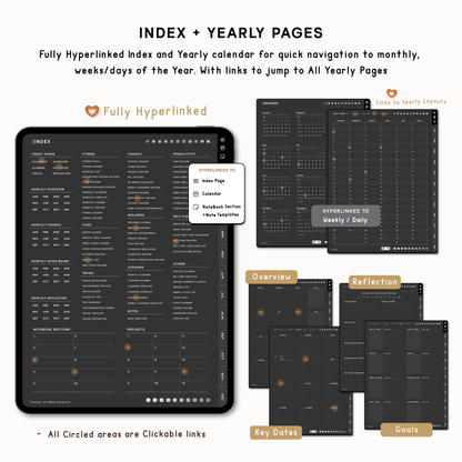 2025 Portrait Dark Digital Planner